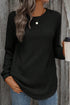 Ribbed Texture Round Neck Drop Shoulder Rounded Hem Knit Top